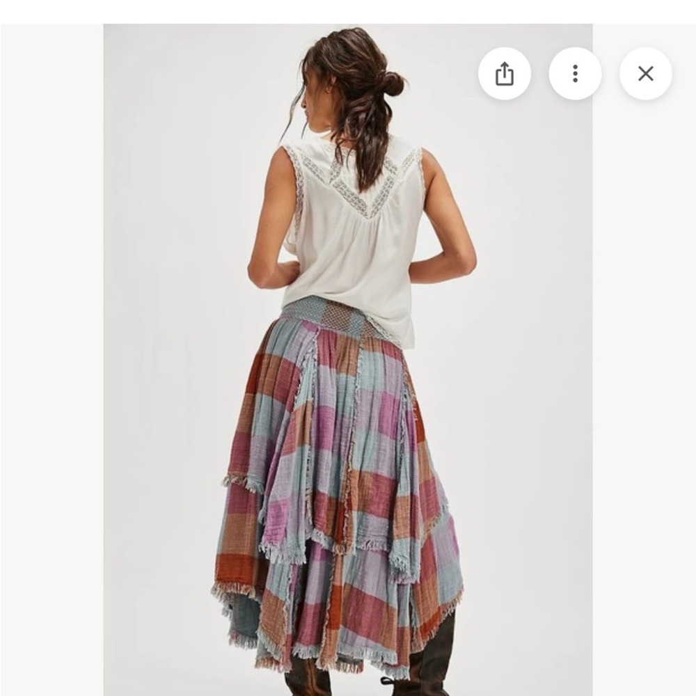 Free People Multicolor Patchwork Midi Skirt/SOLD